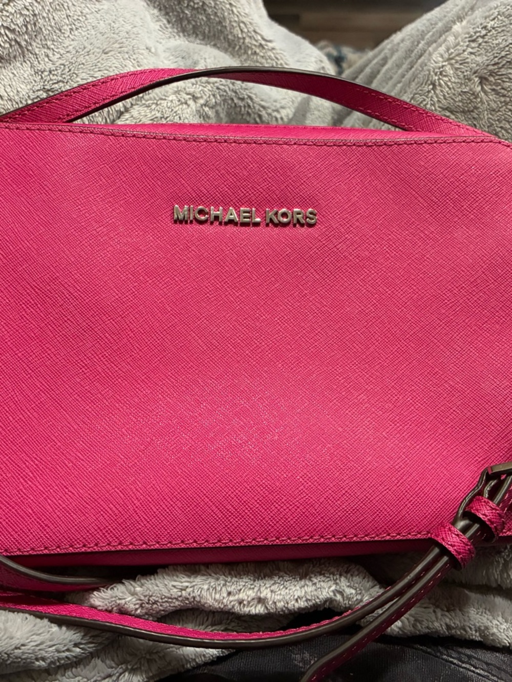 Michael Kors Hot Pink Saffiano Crossbody Bag